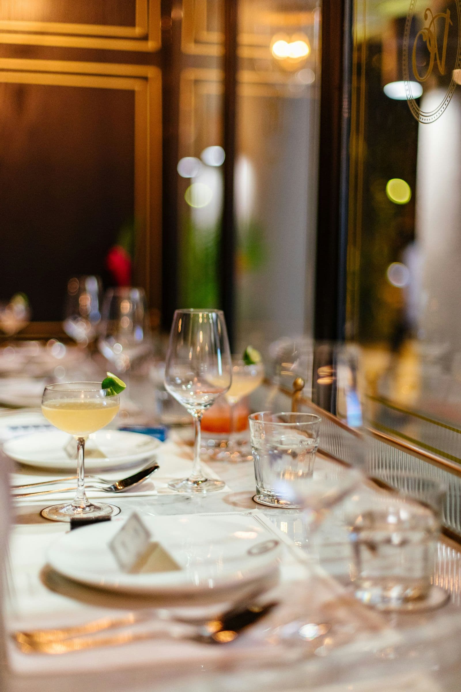 A table laid for dinner in warm evening light